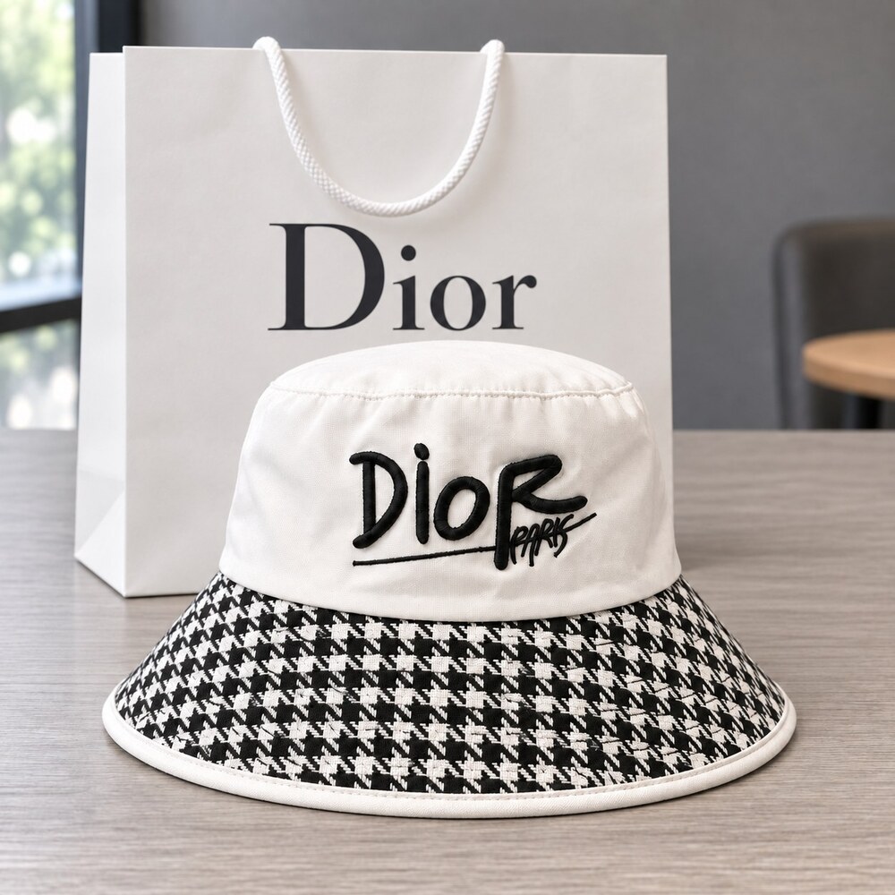 Dior Houndstooth Bucket Hat